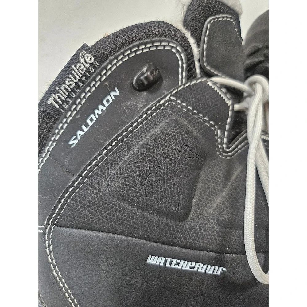 Salomon Waterproof Thinsulate Winter Snow Boots Black Faux Fur Lined Womens 9.5